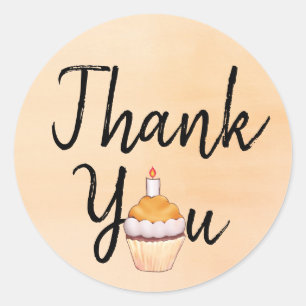 Orange Thank You Cupcake Classic Round Sticker