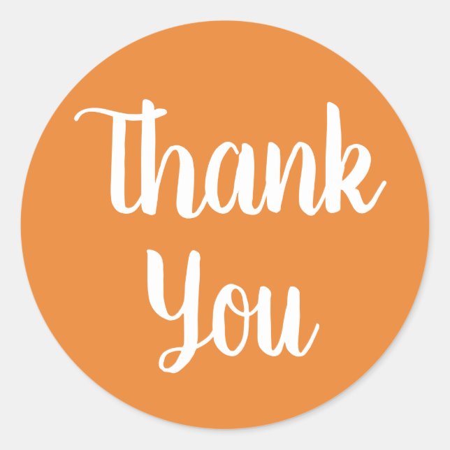 Orange Thank You Fall Autumn Halloween Wedding Classic Round Sticker (Front)