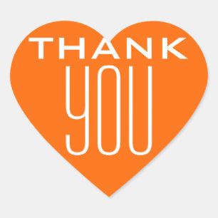 Orange Thank You Heart Sticker