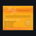 Orange Thank you Washing Tips Care Instruction Flyer<br><div class="desc">Orange Thank you Washing Tips Care Instruction</div>