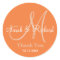 Orange Thank You Wedding Monogram Sticker