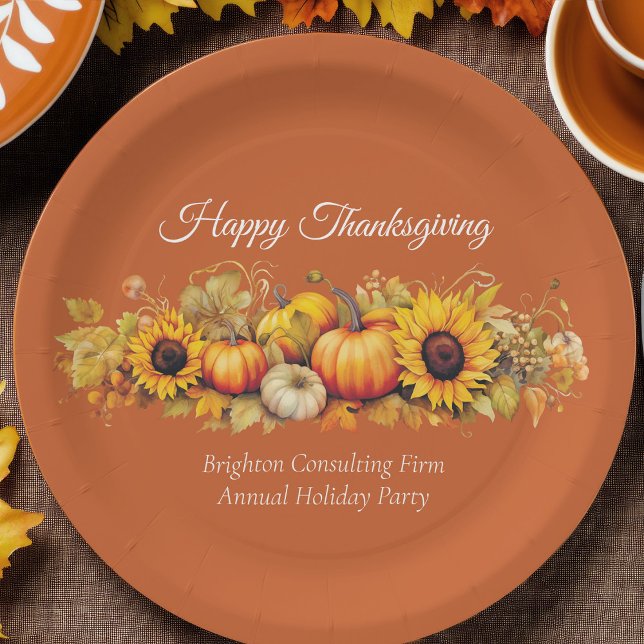 Orange Thanksgiving Party Custom Pumpkin Patch Paper Plate (Creator Uploaded)