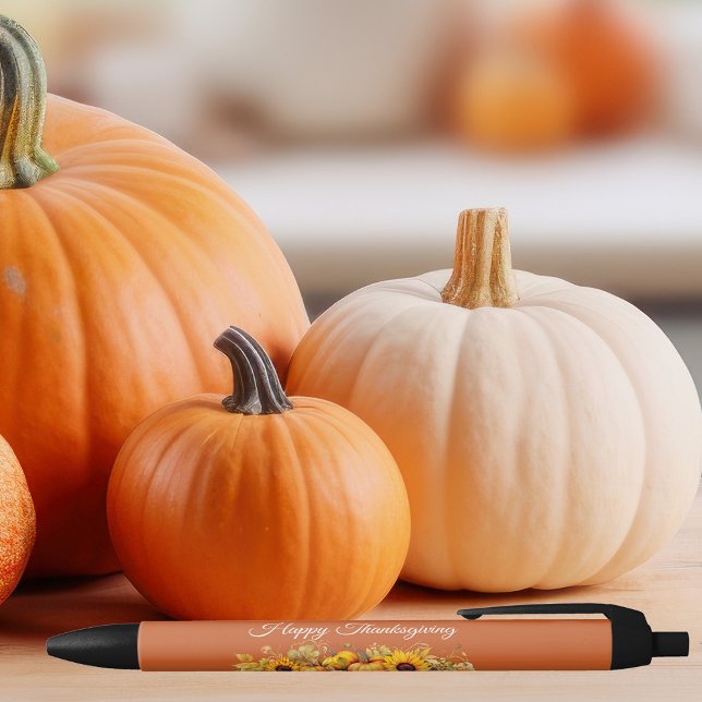 Orange Thanksgiving Pumpkins Custom Business Black Ink Pen (Creator Uploaded)