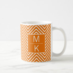 Orange Thin Chevron Square Splitter Monogrammed Coffee Mug