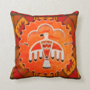 Orange Thunderbird Throw Pillow
