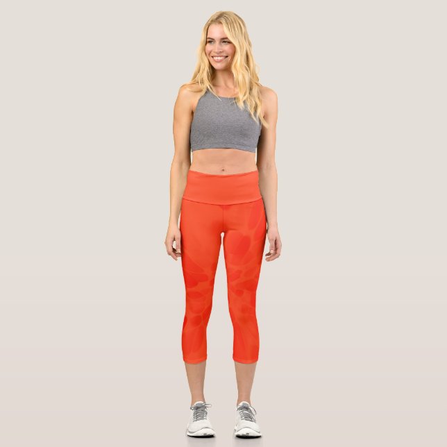Orange tie-dye capri leggings (Front)