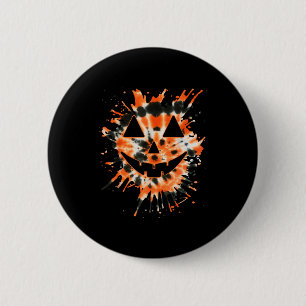 Orange Tie Dye Jack O Lantern Face - Hipe Hallowee 6 Cm Round Badge