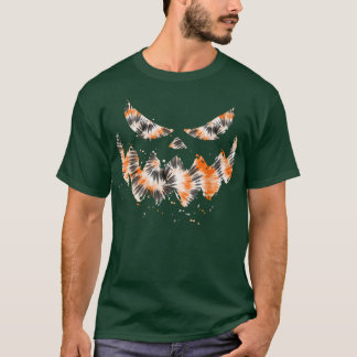 Orange Tie Dye Jack O Lantern Face Hippie Hallowee T-Shirt