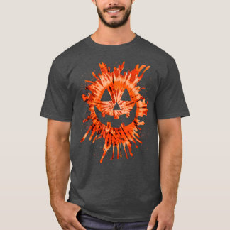 Orange Tie Dye Jack O Lantern Face Hippie Hallowee T-Shirt