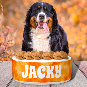 Orange Tie Dye Personalised Dog or Cat Name Bowl