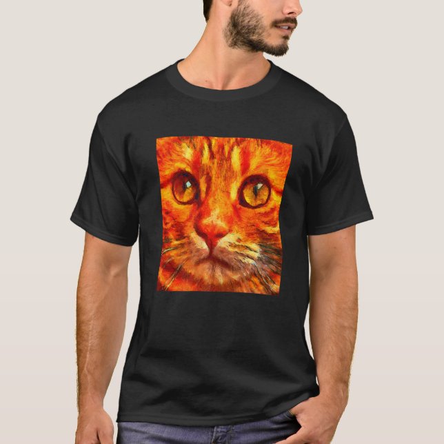 Orange Tiger Cat Close Up T-Shirt (Front)