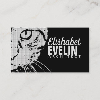 Orange tiger cat face closeup B&W Business Card