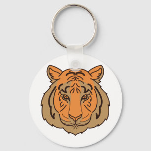 Orange Tiger Face Key Ring