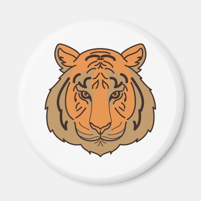 Orange Tiger Face Magnet (Front)