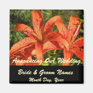 Orange Tiger Lilies Wedding Save the Date Magnet