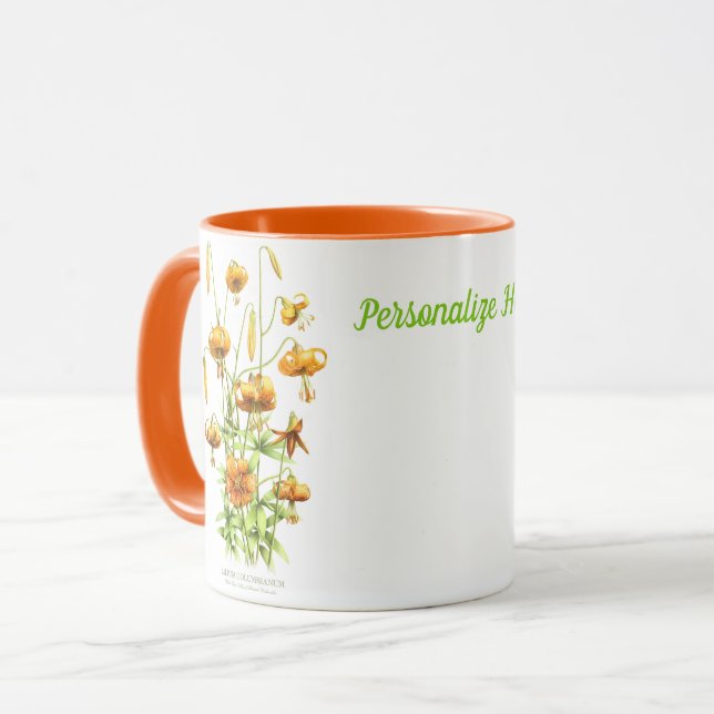 Orange Tiger Lillies Personalised Mug (Front Left)