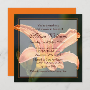 Orange Tiger Lily Bridal Shower Invitations