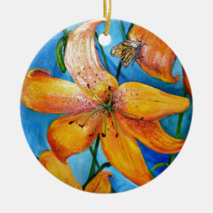 Orange Tiger Lily Ceramic Ornament