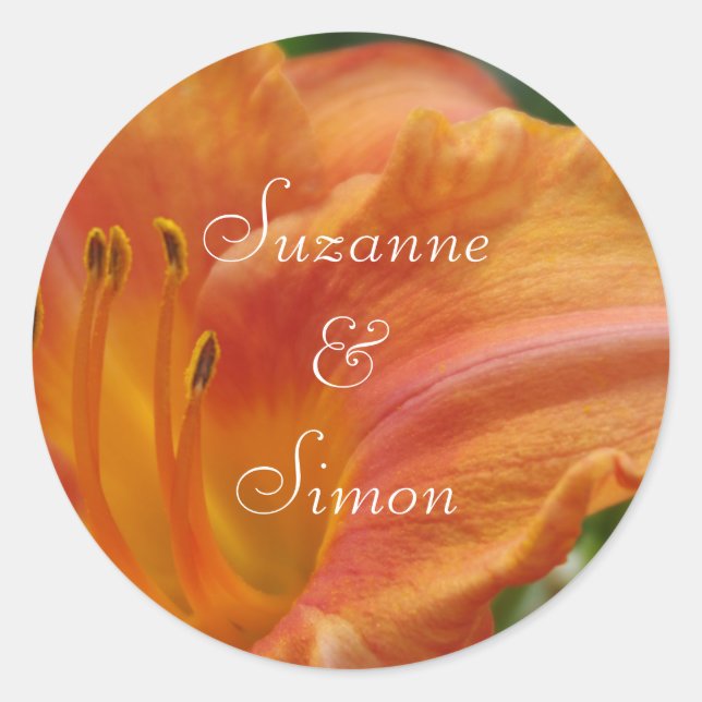 Orange Tiger Lily Classic Round Sticker (Front)