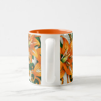 Orange Tiger Lily Crochet Two-Tone Coffee Mug