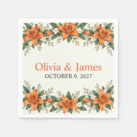 Orange Tiger Lily Elegant Botanical Wedding Paper