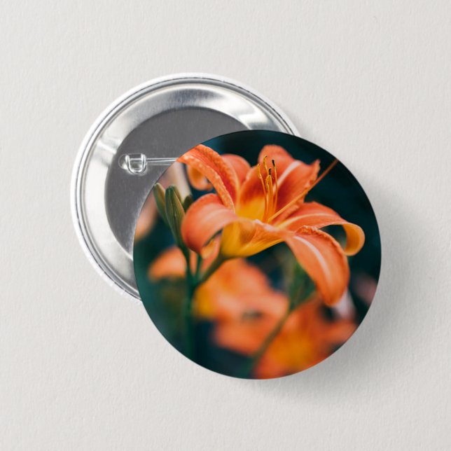 Orange Tiger Lily Flower Photo 6 Cm Round Badge (Front & Back)