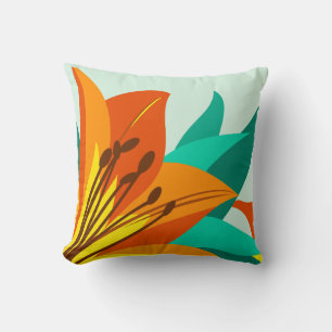 Orange Tiger Lily Flowers Cushion