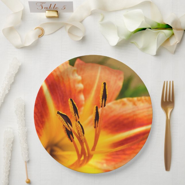 Orange Tiger Lily Paper Plate (Wedding)