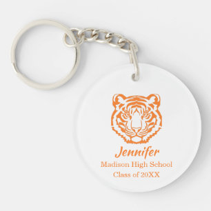 Orange Tiger Mascot Graduation Gift Keychain