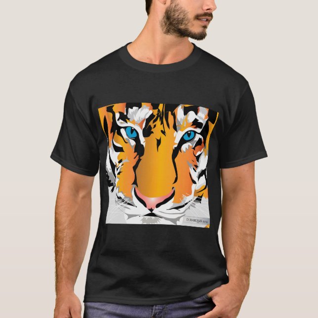 ORANGE TIGER MEN'S BASIC BLACK T SHIRT (Front)