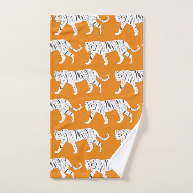 Orange Tiger Print Hand Hand Towel (Hand Towel)