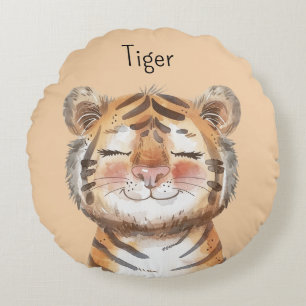 Orange Tiger Round Cushion