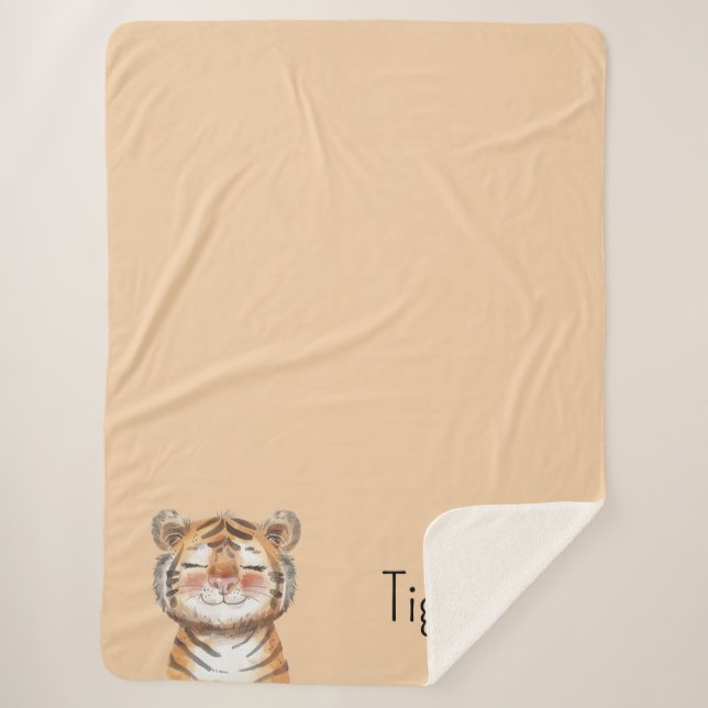 Orange Tiger Sherpa Blanket (Front)