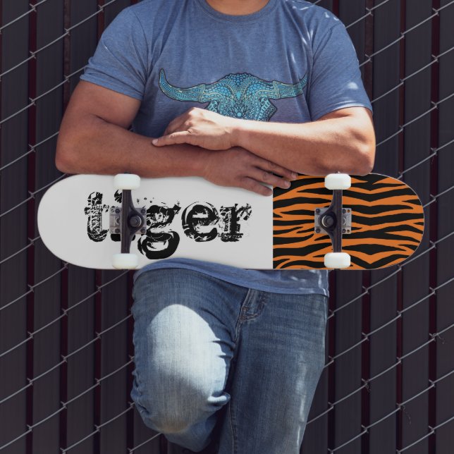 Orange Tiger Skin Pattern Skateboard (Outdoor 3)