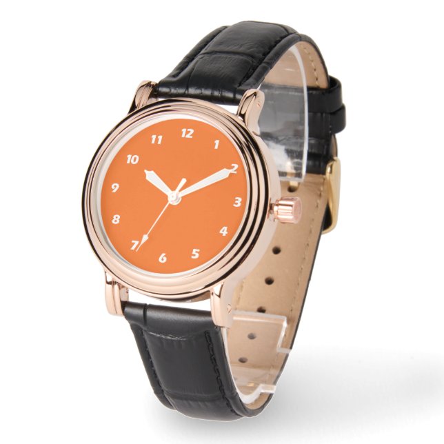 Orange Tiger Solid Colour Watch (Angle)