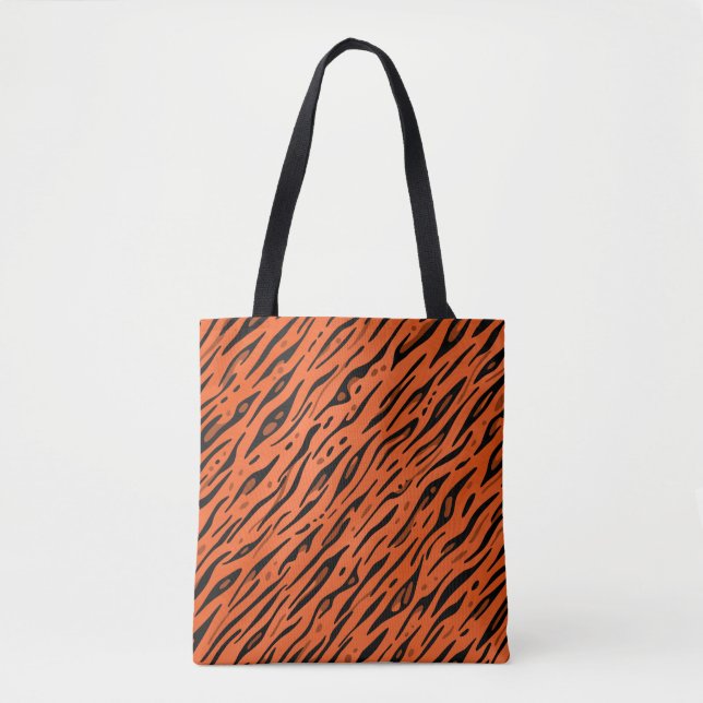 Orange Tiger Strip Tote Bag (Front)