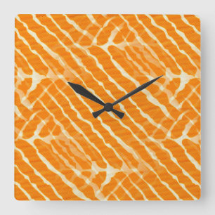 Orange Tiger Stripes Canvas Look Square Wall Clock