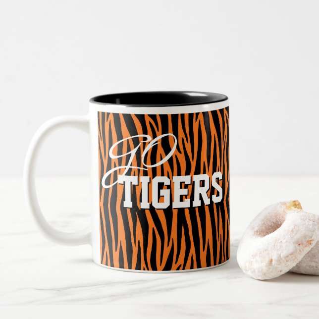 Orange Tiger Stripes Mug Cup (With Donut)