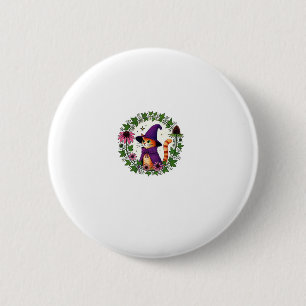 Orange Tiger Wizard Kitty Cat illustration Long Sl 6 Cm Round Badge