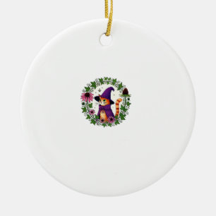 Orange Tiger Wizard Kitty Cat illustration Long Sl Ceramic Ornament