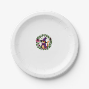 Orange Tiger Wizard Kitty Cat illustration Long Sl Paper Plate