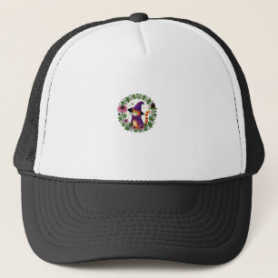 Orange Tiger Wizard Kitty Cat illustration Long Sl Trucker Hat
