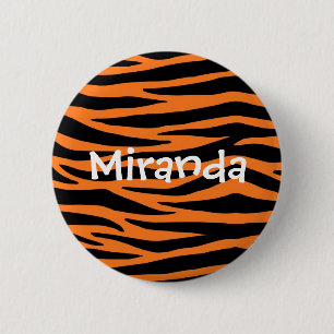 Orange Tiger / Zebra Stripes Button