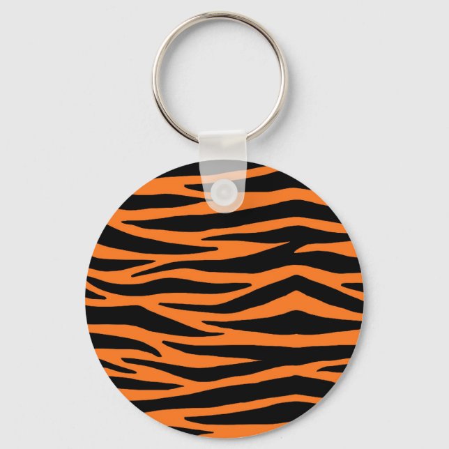 Orange Tiger / Zebra Stripes Key Ring (Front)