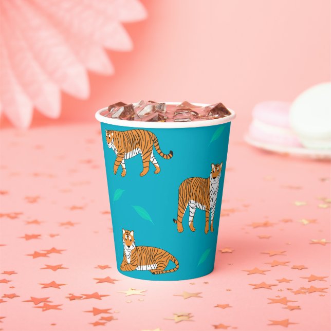 Orange Tigers Paper Cups (Insitu)