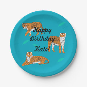 Orange Tigers Paper Plate