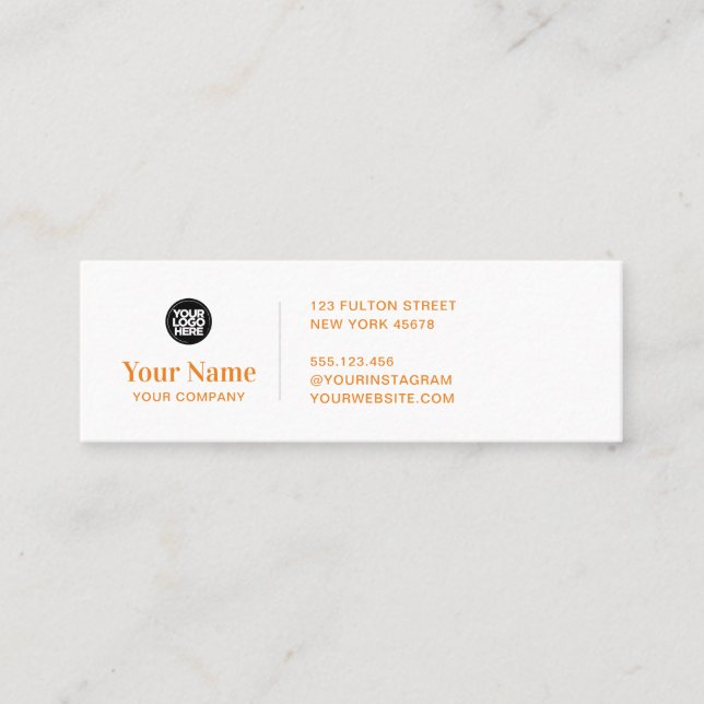Orange tiny business logo simple modern minimalist mini business card (Front)