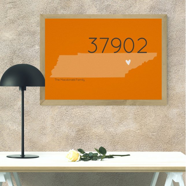 Orange TN Zip Code Tennessee Outline Heart Poster (Creator Uploaded)