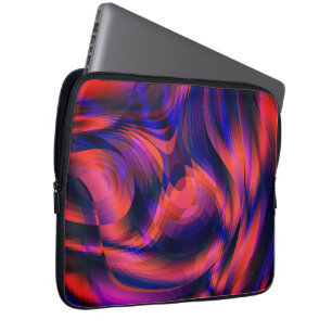 Orange to dark blue plaid twisted in fractal style laptop sleeve