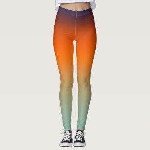 Orange to Mint Gradient Vibrant Ombre Athletic Leggings